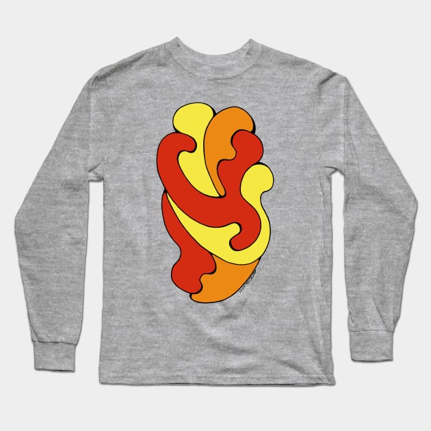 Embracing Curves (Yellow, Red, Orange) Long Sleeve T-Shirt by AzureLionProductions